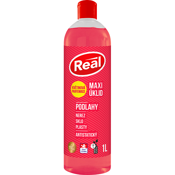 Real Maxi Úklid s květinovou parfemací čistič na podlahy nerez, sklo, plasty, antitatický, 1 l