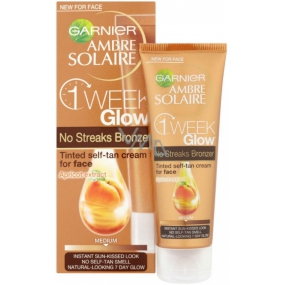 Garnier Ambre Solaire No Streaks Bronzer 1 Week Glow tónovací samoopalovací krém na obličej Medium 50 ml