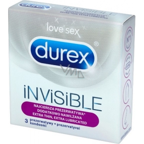 Durex Invisible Extra Thin Extra Lubricated kondomy extra tenké, extra lubrikované nominální šířka: 52 mm 3 kusy