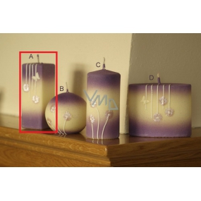 Lima Rozkvetlá louka svíčka světle fialová hranol 45 x 120 mm 1 kus