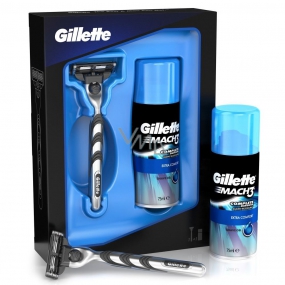 Gillette Mach3 holicí strojek + náhradní hlavice 1 kus + gel na holení 75 ml kosmetická sada, pro muže