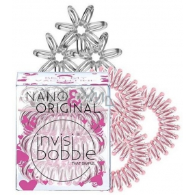 Invisibobble Original + Nano Bee Mine originální vlasové gumičky Rose Muse a nano Crystal Clear 6 kusů