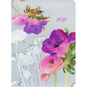 Albi Diář 2020 týdenní Akvarelové květy 17 x 12,5 x 1,2 cm
