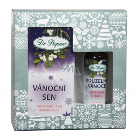 Dr. Popov Vánoční sen aromatizovaný ovocno - bylinný čaj 30 g + Kouzelné Vánoce osvěžovač vzduchu 50 ml, vánoční dárková sada