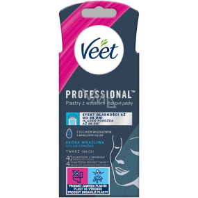 Veet Professional Obličej depilační voskové pásky pro citlivou pokožku 40 kusů