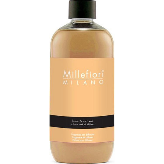 Millefiori Milano Natural Lime & Vetiver - Limetka a vetiver Náplň difuzéru pro vonná stébla 500 ml