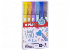 Apli Outline Marker popisovač s kulatým hrotem 5,5 mm pro dvoubarevné psaní 6 kusů, sada