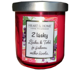 Heart & Home Svěží grep a černý rybíz sójová vonná svíčka s nápisem Z lásky 110 g