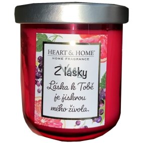 Heart & Home Svěží grep a černý rybíz sójová vonná svíčka s nápisem Z lásky 110 g