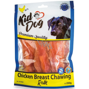 KidDog Chicken Breast Chawing Rolls kuřecí prsa na buvolí tyčince, měkká masová pochoutka pro psy 250 g