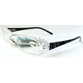 Berkeley Čtecí dioptrické brýle +1,5 plast bílé, černé postranice stříbrné čárky 1 kus MC2089