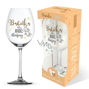 Nekupto Je čas na víno sklenice na víno s potiskem Babička, náš anděl strážný 440 ml