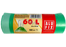Alufix Sáčky do odpadkového koše zatahovací zelené, 15 µ, 60 litrů, 64 x 70 cm, 20 kusů HDPE
