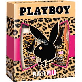 Playboy Play It Wild for Her parfémovaný deodorant sklo 75 ml + sprchový gel 250 ml, kosmetická sada 2016
