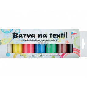 Kreativ Colour Barvy na textil - tmavý a barevný materiál, sada 7 barev 20 g + 2 šablony 6,5 x 2 cm