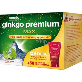 Cemio Ginkgo Premium Max proti únavě a vyčerpání 60+30 tablet + Miogena Premium krém na ruce 75 ml, dárkové balení