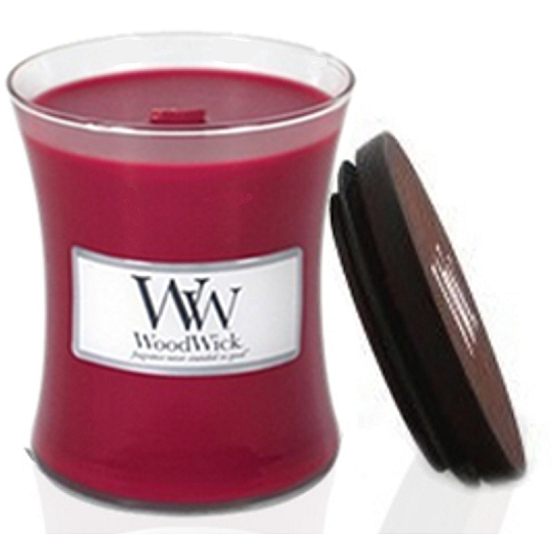 WoodWick Currant - Rybíz vonná svíčka s dřevěným knotem a víčkem sklo malá 85 g