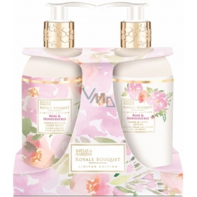 Baylis & Harding Růže a Zimolez tekuté mýdlo 300 ml + mléko na ruce 300 ml, kosmetická sada