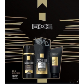 Axe Signature Gold deodorant sprej pro muže 150 ml + sprchový gel 250 ml + Signature styling gel 125 ml, kosmetická sada