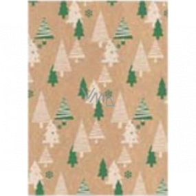 Ditipo Dárkový balicí papír 70 x 200 cm Vánoční KRAFT Zelené, béžové stromky