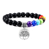 Čakrový náramek elastický Strom života + Onyx, přírodní kámen, kulička 8 mm / 16 - 17 cm, kámen životní síly
