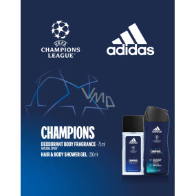 Adidas UEFA Champions League Edition VIII parfémovaný deodorant sklo 75 ml + sprchový gel 250 ml, kosmetická sada pro muže