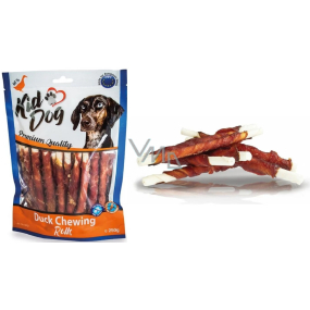 KidDog Rawhide Chewing Rolls kachní maso na buvolí tyčince masová pochoutka pro psy 8 mm 250 g