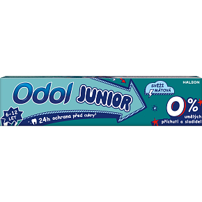Odol Junior dětská zubní pasta, mátová, 95 % přírodní, 6-12 let, 50 ml Odol Junior dětská zubní pasta, mátová, 95 % přírodní, 6-12 let, 50 ml