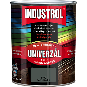 Industrol S2013 univerzál lesk vrchní barva na kov a dřevo, 1100 šeď střední, 600 ml