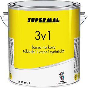 Supermal 3v1 S2177 0199 černá vrchní syntetická barva na kovy, 2,5 l