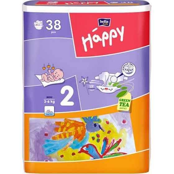 Bella Happy 2 Mini 3-6 kg plenkové kalhotky 38 kusů