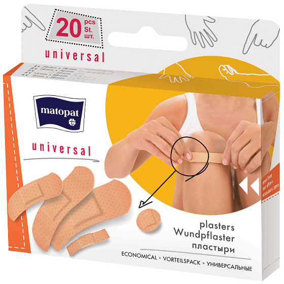 Matopat Universal univerzální náplasti s polštářkem 5 různých velikostí 20 kusů