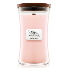 WoodWick Coastal Sunset - Západ slunce na pobřeží vonná svíčka s dřevěným knotem a víčkem sklo velká 609,5 g