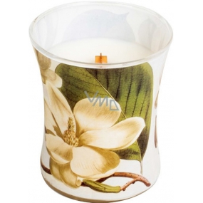 WoodWick Decal Magnolie - Magnóliové květy vonná svíčka s dřevěným knotem a víčkem sklo střední 275 g