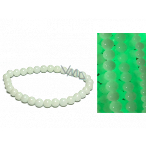 Jade Luminois Light Fosforeskující, žlutě svítí ve tmě, náramek elastický přírodní kámen, kulička 6 mm / 16 - 17 cm
