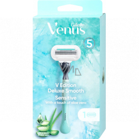 Gillette Venus V Edition Deluxe Smooth Sensitive holicí strojek s 5 břity + náhradní hlavice 1 kus pro ženy
