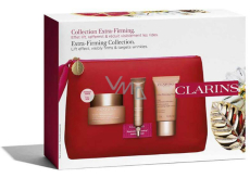 Clarins Extra-Firming denní liftingový krém proti vráskám 50 ml + liftingové zpevňující sérum 10 ml + zpevňující noční krém s regeneračním účinkem 15 ml + kosmetická taštička, kosmetická sada pro ženy