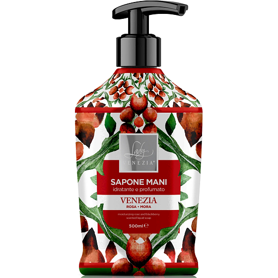 Lady Venezia Venezia Rosa & Mora - Růže a mora tekuté mýdlo 500 ml dávkovač