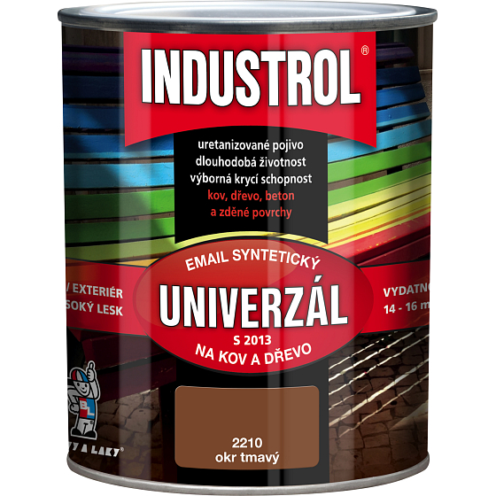 Industrol S2013 univerzál lesk vrchní barva na kov a dřevo, 2210 okr tmavý, 600 ml