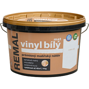REMAL Vinyl bílý mat omyvatelná barva na zeď 4 kg REMAL Vinyl bílý mat omyvatelná barva na zeď 4 kg