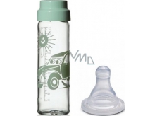Simax Kojenecká láhev ze skla se silikonovým sosákem 250 ml různé motivy a barvy