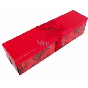 Anděl Dárková krabička skládací s mašlí na láhev růže červená, 34 x 9,5 x 9,5 cm