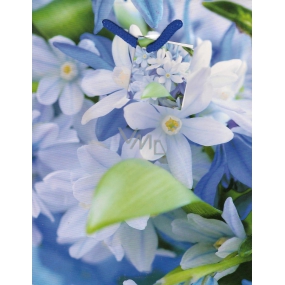 Nekupto Dárková papírová taška 23 x 18 x 10 cm Modrá bílé květy 1 kus 983 40 BM