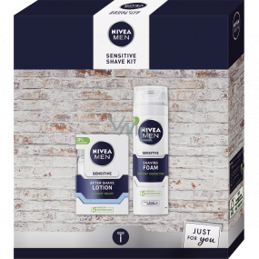 Nivea Men Sensitive Shave Kit voda po holení 100 ml + pěna na holení 200 ml, kosmetická sada pro muže