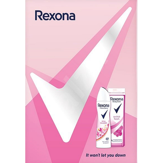 Rexona Sexy Bouquet antiperspirant deodorant sprej 150 ml + Orchid sprchový gel 250 ml, kosmetická sada pro ženy