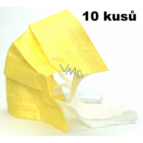 Rouška 3 vrstvá ochranná zdravotní netkaná jednorázová, nízký dýchací odpor 10 kusů žlutá 99% se širokými gumičkami