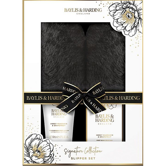 Baylis & Harding Sladká mandarinka a Grapefruit mléko na nohy 140 ml + krystalky do vodní lázně 100 g + pantofle, kosmetická sada pro ženy