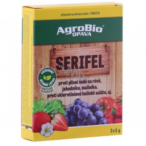 AgroBio Serifel fungicidní přípravek proti plísni šedé na révě, jahodníku, maliníku, proti sklerotiniové hnilobě salátu 3 x 5 g 8320501C, 1/2025 