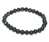 Perleť černá náramek elastický syntetický, kulička 6 mm / 16 - 17 cm, symbol ženskosti