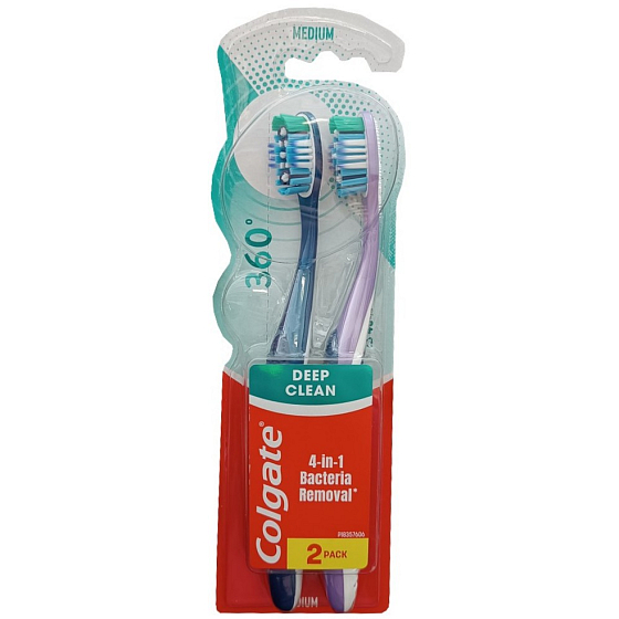 Colgate 360° Deep Clean Medium střední zubní kartáček 2 kusy